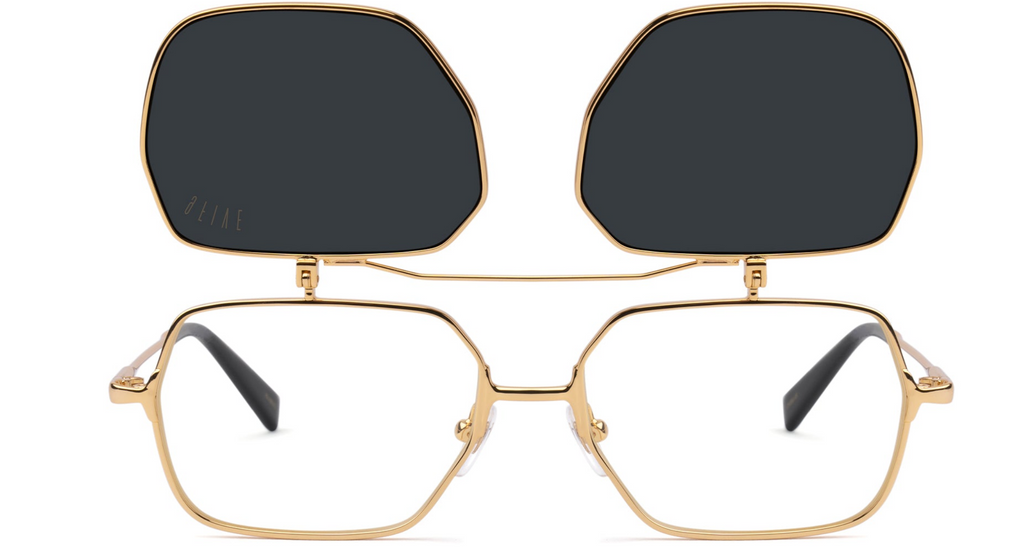 9Five Clarity Gold Flip up glasses by VIBE Optic
